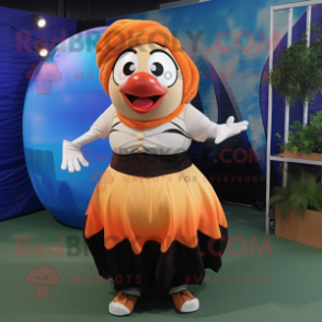Tan Clown Fish mascot costume character dressed with a Pleated Skirt and Berets