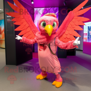 Pink Hawk maskot kostume...