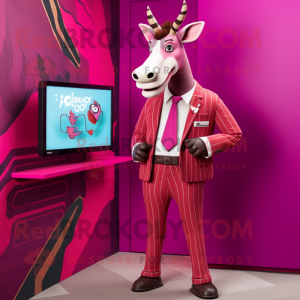 Magenta Okapi maskot kostym...