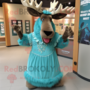 Teal Moose maskot kostume...