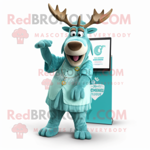 Teal Moose maskot drakt...