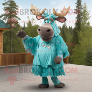 Teal Moose maskot kostume...