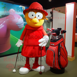 Rød Golf Bag maskot kostume...