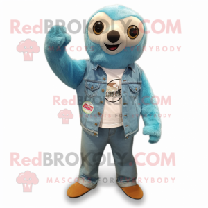 Cyan Sloth maskot kostume...