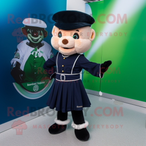 Navy Irish Dancer mascot costume character dressed with a Playsuit and Wallets