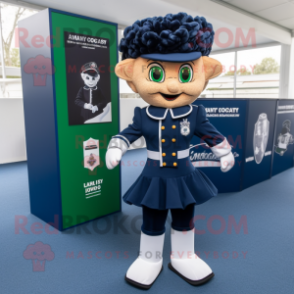 Navy Irish Dancer mascot costume character dressed with a Playsuit and Wallets