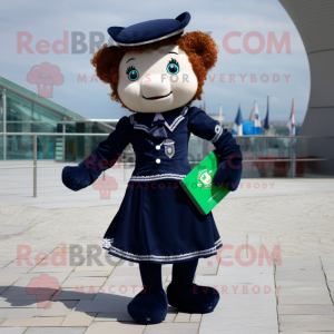 Navy Irish Dancer mascot costume character dressed with a Playsuit and Wallets