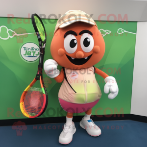 Peach Tennis Racket maskot...