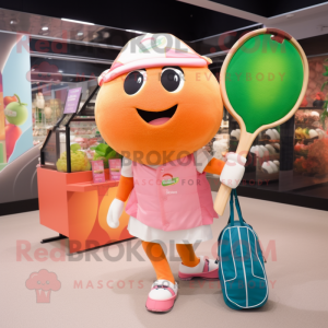 Peach Tennis Racket maskot...