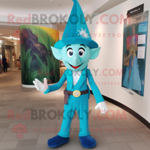 Turkis Elf maskot drakt...