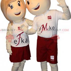 2 mascottes een jongen en een meisje. Een paar mascottes -