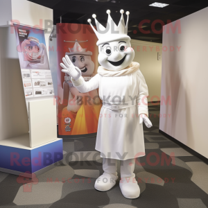 Hvid Queen maskot kostume...