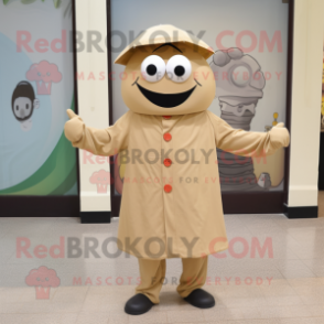 Tan But mascot costume character dressed with a Raincoat and Cufflinks