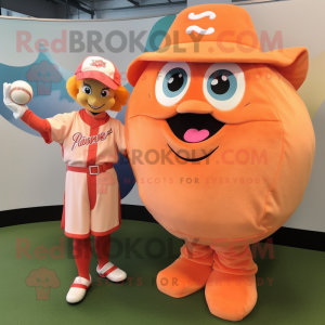 Peach Baseball Glove maskot...