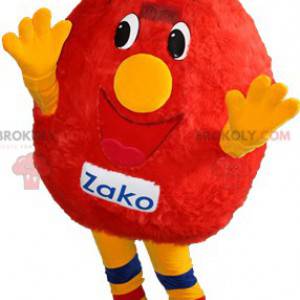 Mascot rood en geel sneeuwpop. Rode monster mascotte -