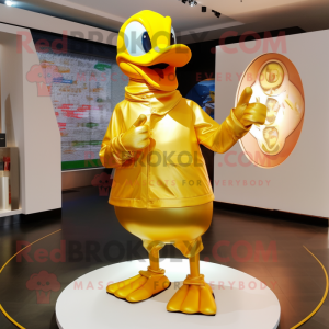 Gold Duck maskot kostym...