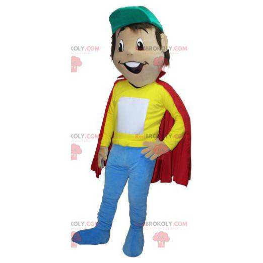 Mascota niño marrón con una capa roja - Redbrokoly.com