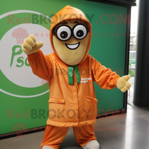 Rust Pesto Pasta mascot costume character dressed with a Windbreaker and Eyeglasses