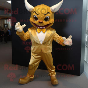 Gold Devil maskot kostume...