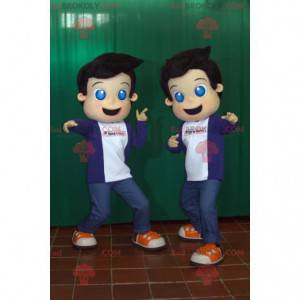 2 mascottes jongens met blauwe ogen. Mascottes voor kinderen -