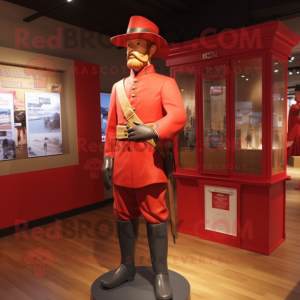 Red Civil War Soldier mascot costume character dressed with a Rash Guard and Caps