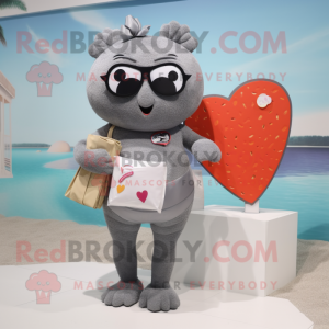 Grey Love Letter maskot...