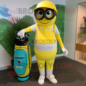 Gul golfbag maskot drakt...