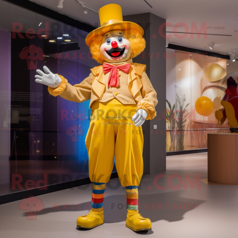 Gold Clown mascot costume character dressed with a Trousers and Hats