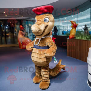 nan Sea Horse mascot costume character dressed with a Corduroy Pants and Belts