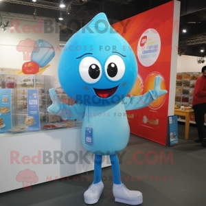 Sky Blue Shakshuka mascot costume character dressed with a Long Sleeve Tee and Bracelets