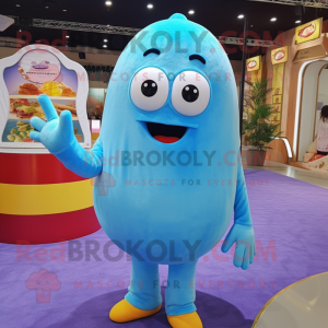 Sky Blue Shakshuka mascot costume character dressed with a Long Sleeve Tee and Bracelets