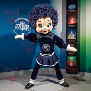 Navy Irish Dancer mascot costume character dressed with a Hoodie and Scarf clips