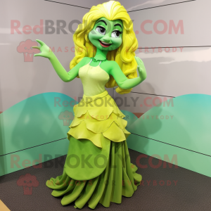 Lime Green Mermaid mascotte...