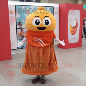 Rust Fried Rice mascot costume character dressed with a Ball Gown and Beanies
