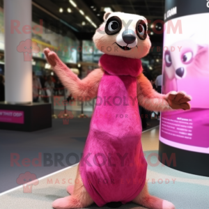 Pink Meerkat maskot kostume...