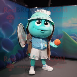 Teal tennisracket mascotte...