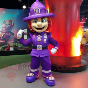 Purple Fire Fighter maskot...