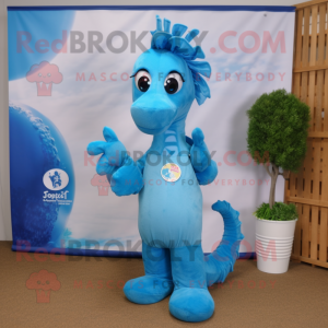 Sky Blue Sea Horse mascotte...