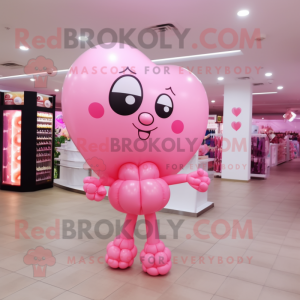 Pink Heart Shaped Balloons mascot costume character dressed with a Mini Dress and Anklets