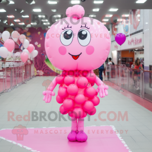 Pink Heart Shaped Balloons mascot costume character dressed with a Mini Dress and Anklets