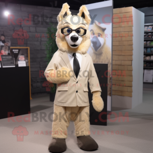 Beige Dingo maskot kostume...