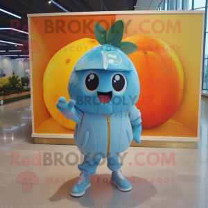 Sky Blue Grapefruit mascot costume character dressed with a Parka and Keychains