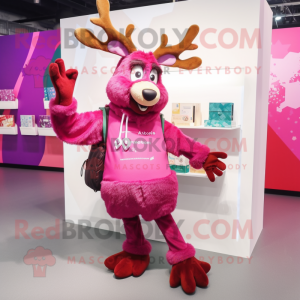 Magenta ren maskot kostym...