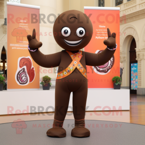 Brown Bracelet mascot costume character dressed with a Yoga Pants and Bracelets