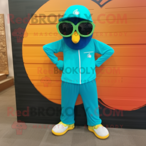 Green Mango mascot costume character dressed with a Leggings and