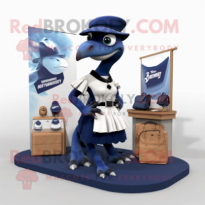 Navy Dimorphodon mascot costume character dressed with a A-Line Skirt and Handbags