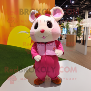 Pink hamster maskot kostume...