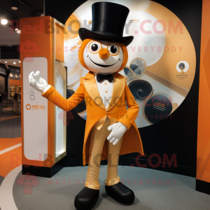Gold Orange mascot costume character dressed with a Tuxedo and Ties