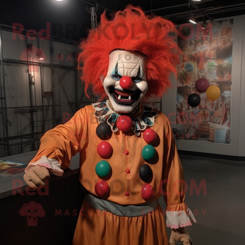 Rust Evil Clown mascot costume character dressed with a Button-Up Shirt and Headbands