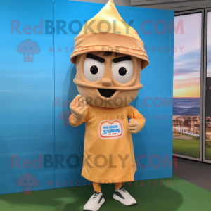 Tan Pad Thai mascot costume character dressed with a Joggers and Hats